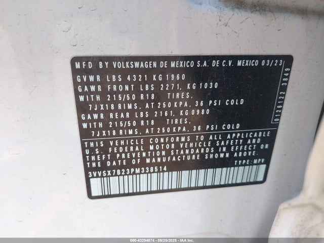 Volkswagen tsi 2023 3VVSX7B23PM338514 Image 9