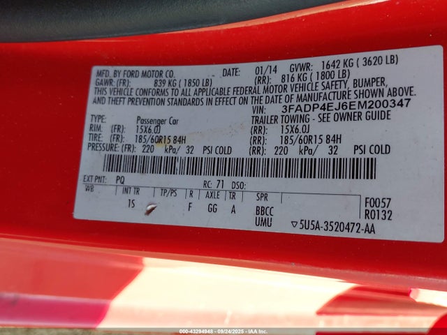 Ford Fiesta 2014 3FADP4EJ6EM200347 Image 9