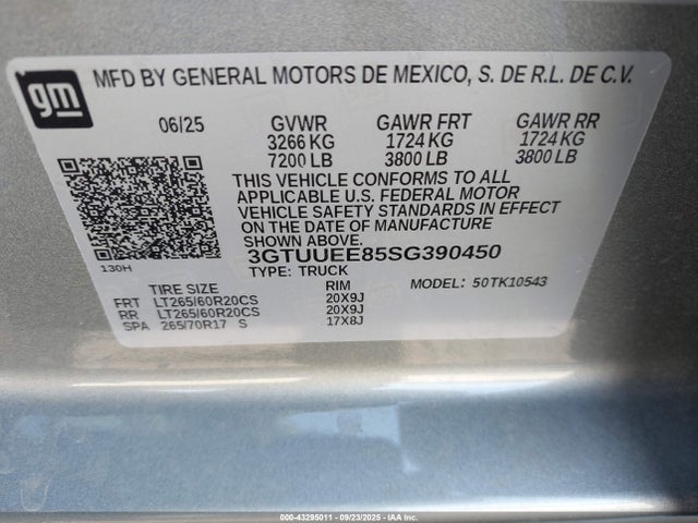 3GTUUEE85SG390450 GMC lz0