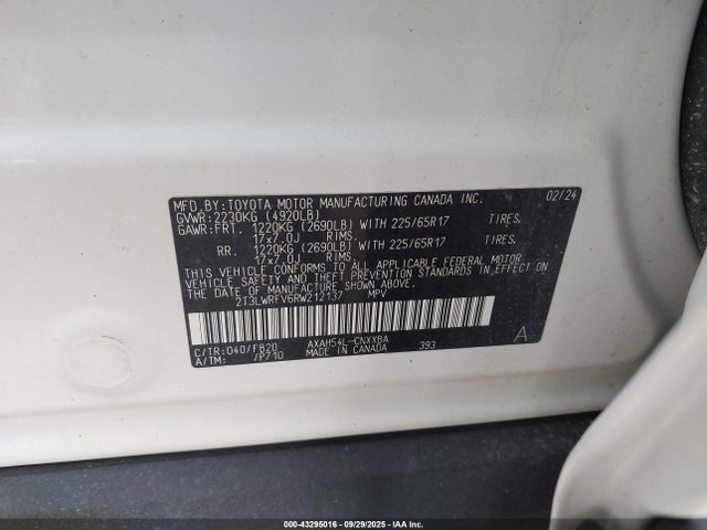 Toyota a25a-fxs 2024 2T3LWRFV6RW212137 Image 9