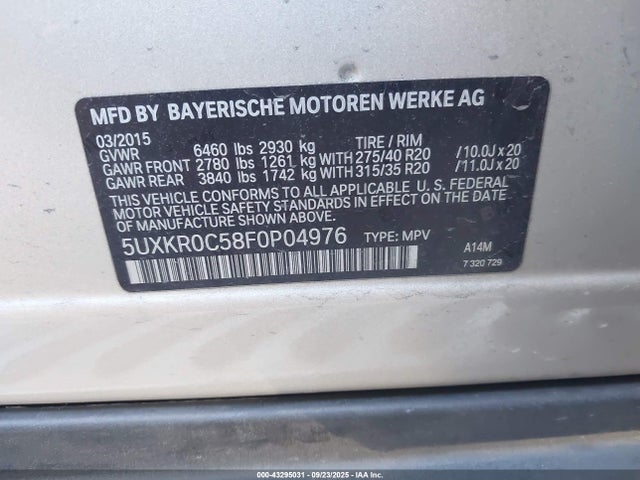 BMW X5 2015 5UXKR0C58F0P04976 Image 9