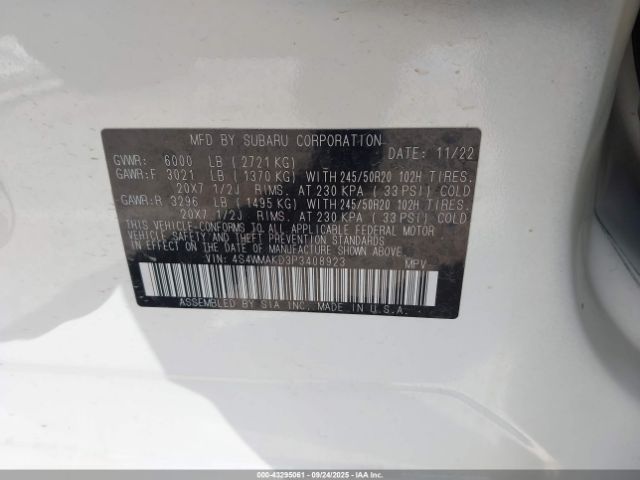 2023 SUBARU ASCENT 4S4WMAKD3P3408923 Photo 8