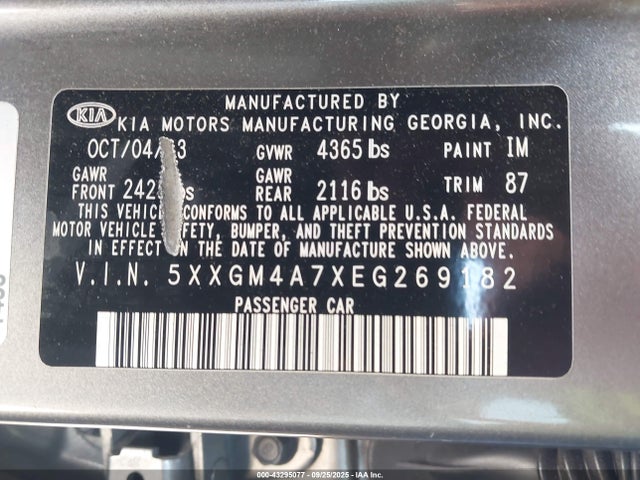 5XXGM4A7XEG269182 KIA dohc gdi theta ii
