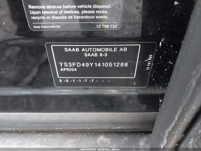 2004 SAAB 9-3 YS3FD49Y141051286 Photo 8