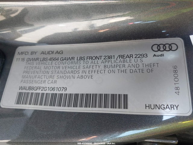 2016 AUDI A3 WAUB8GFF2G1061079 Photo 8