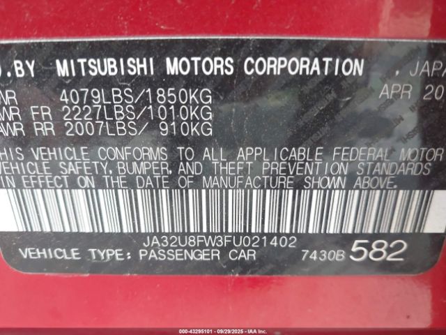 2015 MITSUBISHI LANCER JA32U8FW3FU021402 Photo 8
