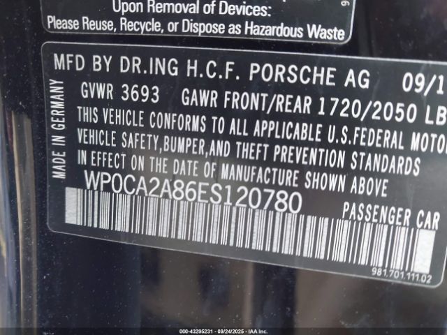 2014 PORSCHE BOXSTER WP0CA2A86ES120780 Photo 8