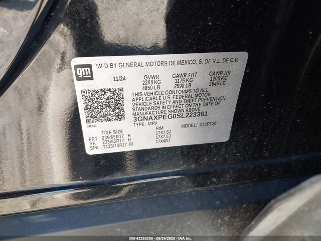 Chevrolet lsd 2025 3GNAXPEG0SL223361 Image 9