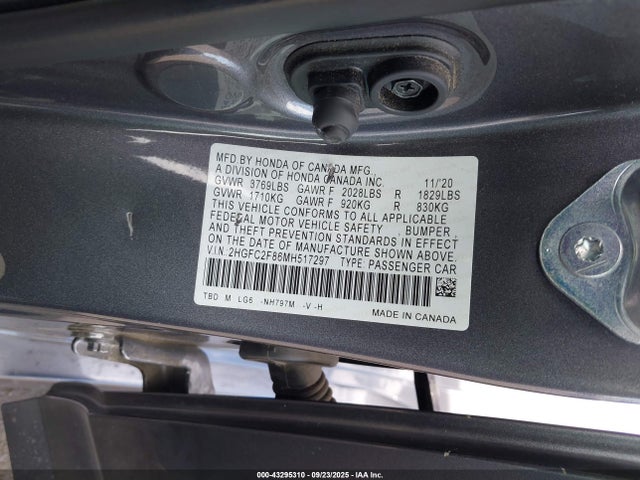Honda k20c2 2021 2HGFC2F86MH517297 Image 9