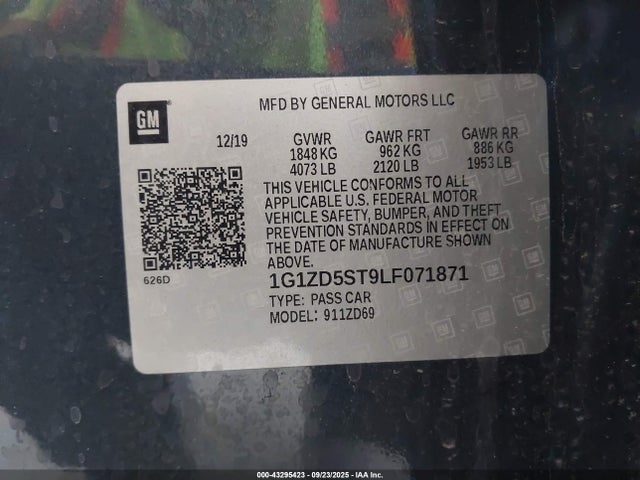 1G1ZD5ST9LF071871 Chevrolet lfv - direct injection, variable valve timing, gen 1