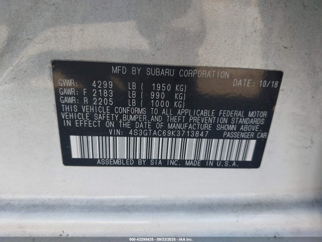4S3GTAC69K3713847 Subaru 2019