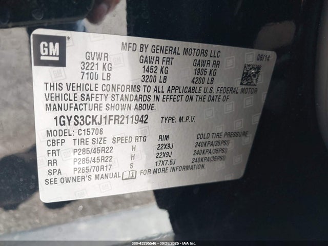 2015 CADILLAC ESCALADE 1GYS3CKJ1FR211942 Photo 8