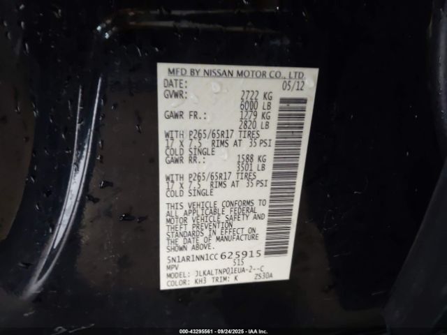 2012 NISSAN PATHFINDER 5N1AR1NN1CC625915 Photo 8