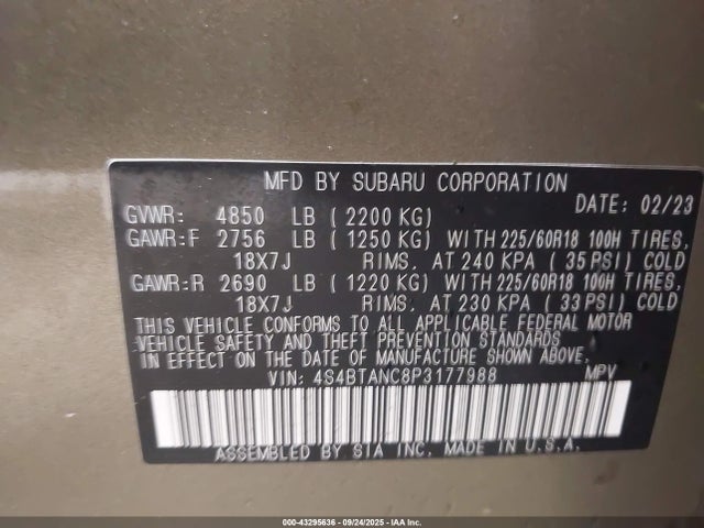 Subaru Outback 2023 4S4BTANC8P3177988 Image 22