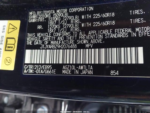 JTJYARBZ9H2076488 Lexus 8ar-fts