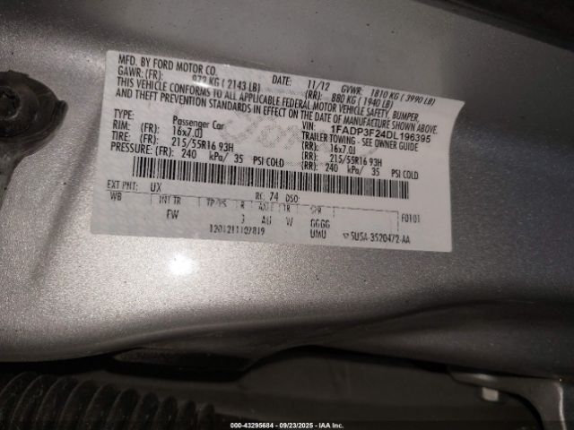 2013 FORD FOCUS 1FADP3F24DL196395 Photo 8