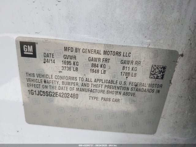 1G1JC5SG2E4202480 Chevrolet lwe