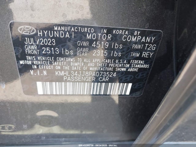 KMHL34JJ8PA073524 Hyundai Sonata Hybrid Sel