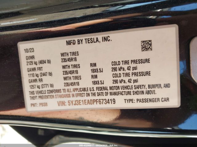 2023 TESLA MODEL 3 5YJ3E1EA0PF673419 Photo 8