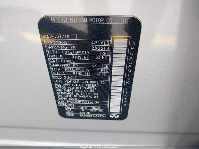 Infiniti 2019 2019 3PCAJ5M19KF116139 Image 9