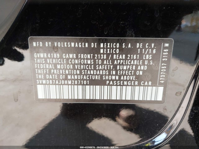 3VWDB7AJ0HM287101 Volkswagen 1.4 tsi