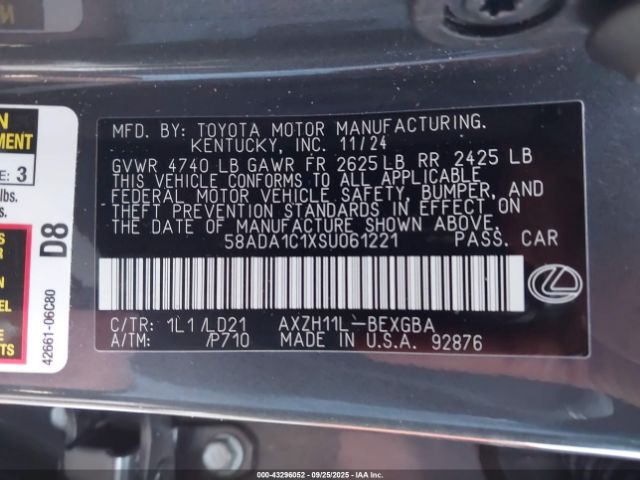 2025 LEXUS ES 300H 58ADA1C1XSU061221 Photo 8
