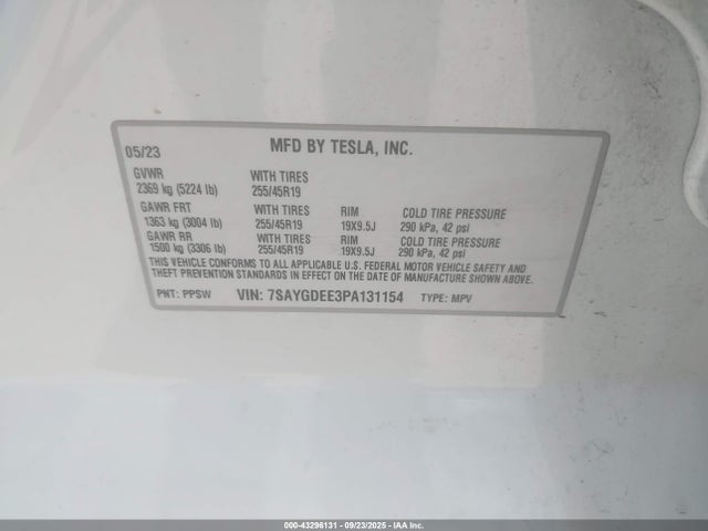 2023 TESLA MODEL Y 7SAYGDEE3PA131154 Photo 8