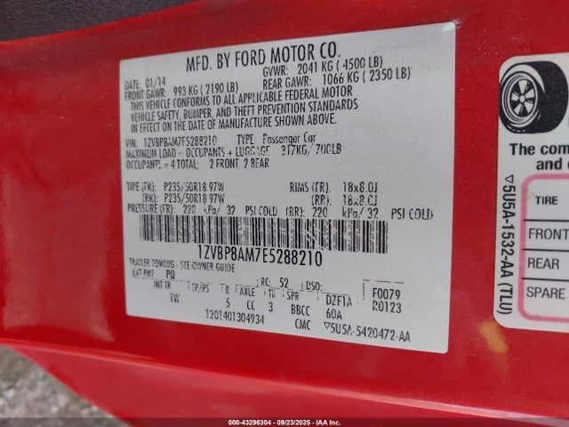 1ZVBP8AM7E5288210 Ford Mustang