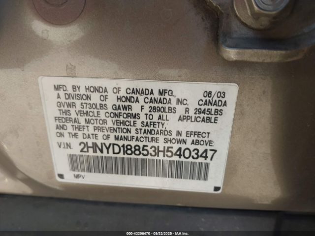2003 ACURA MDX 2HNYD18853H540347 Photo 8