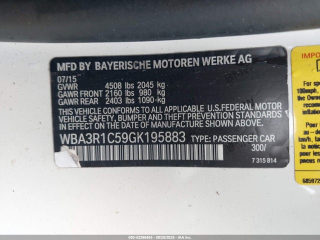 WBA3R1C59GK195883 BMW 435i