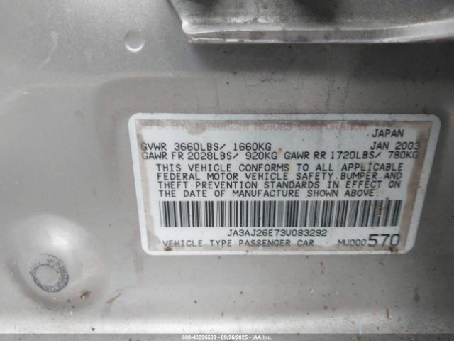 2003 MITSUBISHI LANCER JA3AJ26E73U083292 Photo 8