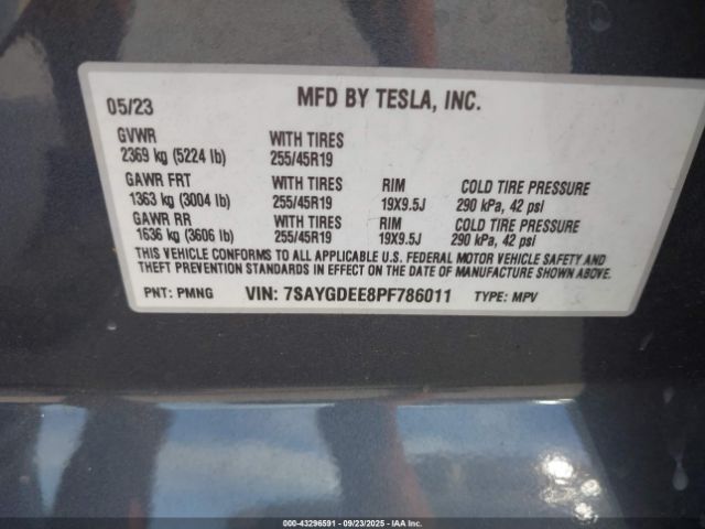 2023 TESLA MODEL Y 7SAYGDEE8PF786011 Photo 8