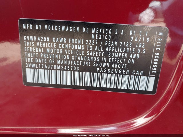 Volkswagen Jetta 1.8t Sel 2017 3VWL17AJ7HM245703 Image 9