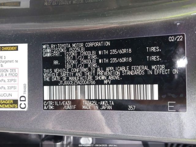 2022 LEXUS NX 350 JTJGGCEZ5N2004766 Photo 8