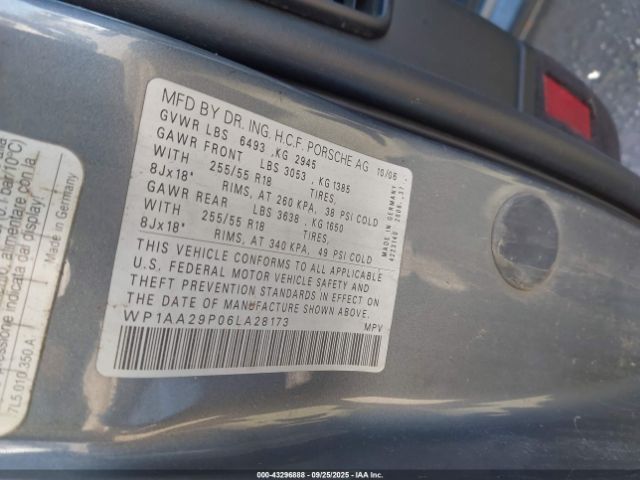 2006 PORSCHE CAYENNE WP1AA29P06LA28173 Photo 8