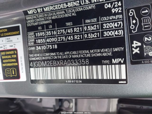 2024 MERCEDES-BENZ EQS 450 SUV 4JGDM2EBXRA033358 Photo 8