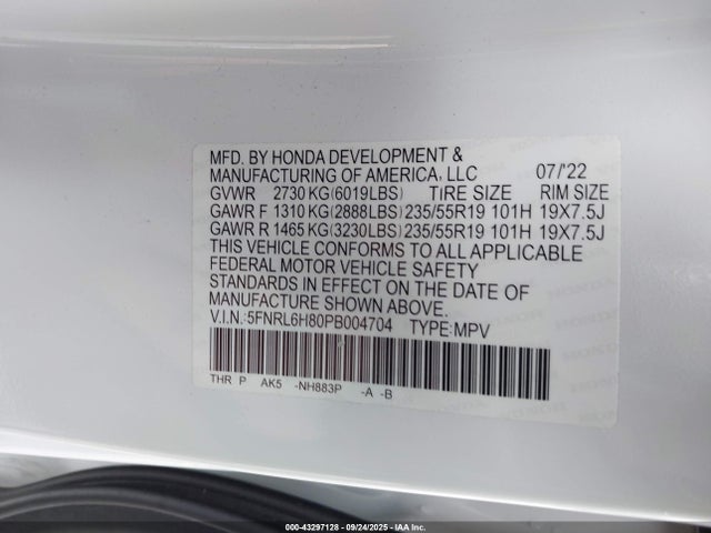 5FNRL6H80PB004704 Honda j35y7