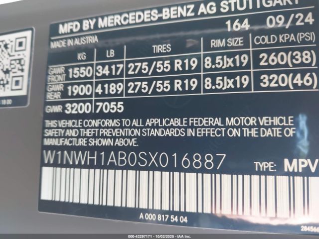 2025 MERCEDES-BENZ G 550 W1NWH1AB0SX016887 Photo 8
