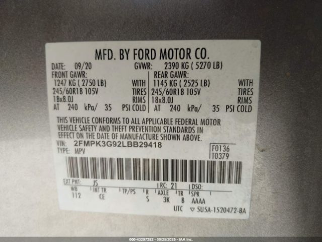 2020 FORD EDGE 2FMPK3G92LBB29418 Photo 8
