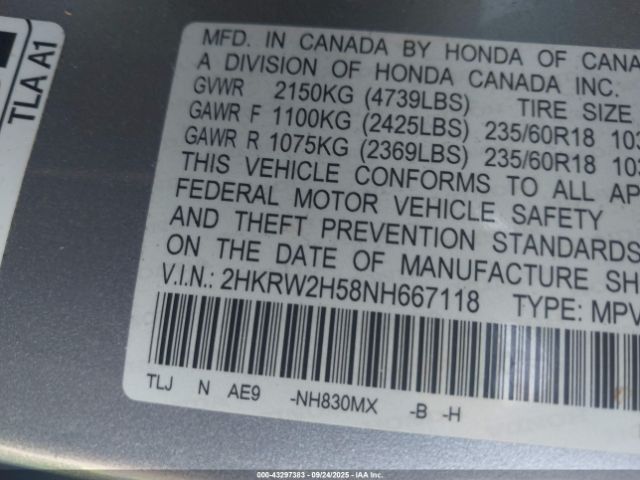 2022 HONDA CR-V 2HKRW2H58NH667118 Photo 8