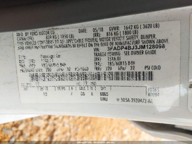 2018 FORD FIESTA 3FADP4BJ3JM128098 Photo 8