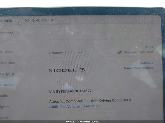 2022 TESLA MODEL 3 5YJ3E1EA9NF324627 Photo 6