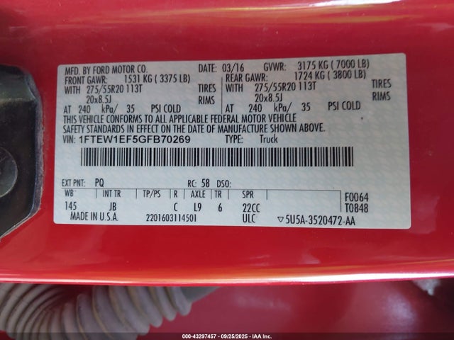 2016 FORD F-150 1FTEW1EF5GFB70269 Photo 8