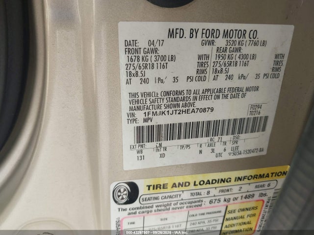 1FMJK1JT2HEA70879 Ford 3.5l gtdi ffv/gasoline