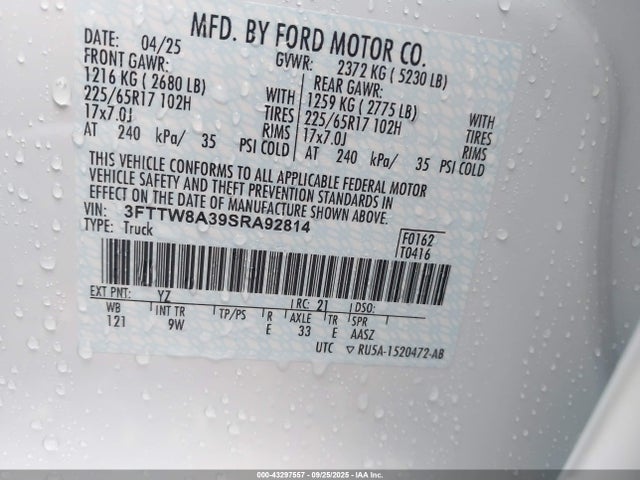 Ford Maverick Xl 2025 3FTTW8A39SRA92814 Image 9