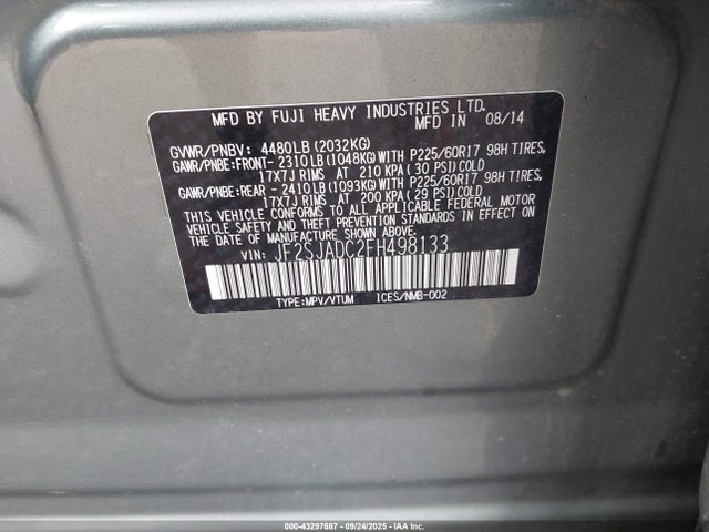 Subaru 2.5na u5 2015 JF2SJADC2FH498133 Image 9