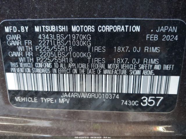 2024 MITSUBISHI OUTLANDER SPORT JA4ARVAW9RU010374 Photo 8