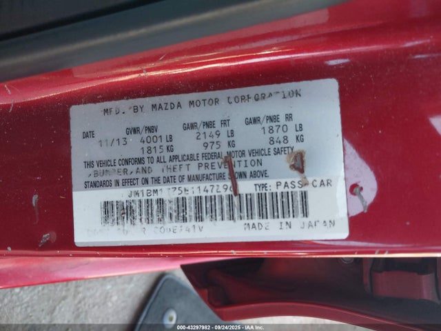 Aukcja sprzedaży 2014 Mazda Mazda3 I Sv, vin: JM1BM1T75E1147296, numer aukcji: 43297982