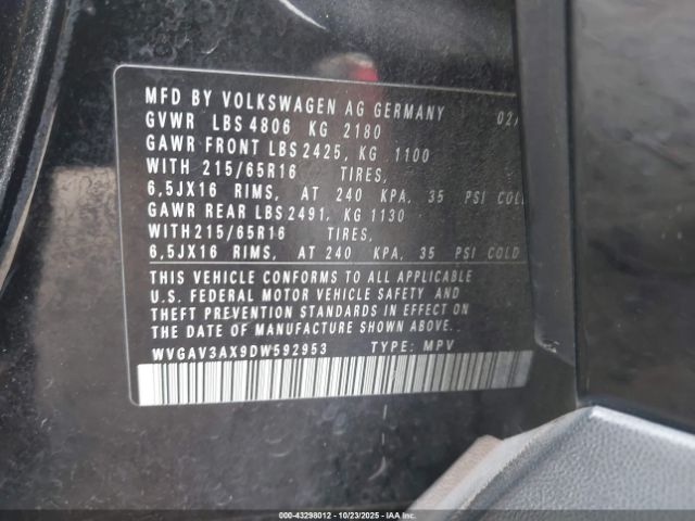 2013 VOLKSWAGEN TIGUAN WVGAV3AX9DW592953 Photo 8