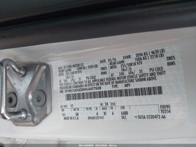 2017 FORD ESCAPE 1FMCU0GD8HUA57928 Photo 8